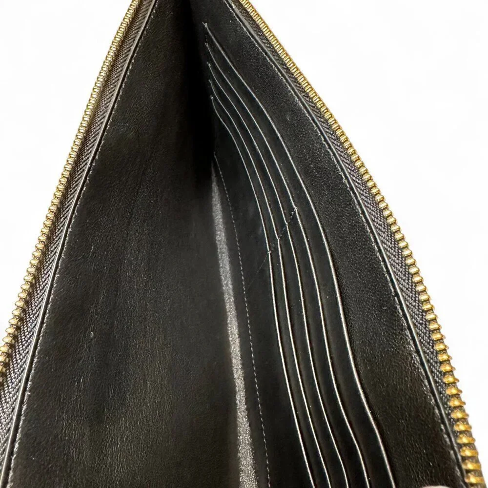 Smythson Men's Black Leather Panama Pochette Pouch, Wristlet - NWOT